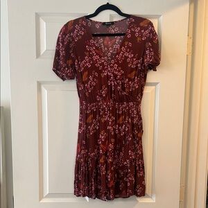 Madewell Maroon Floral Mini Dress